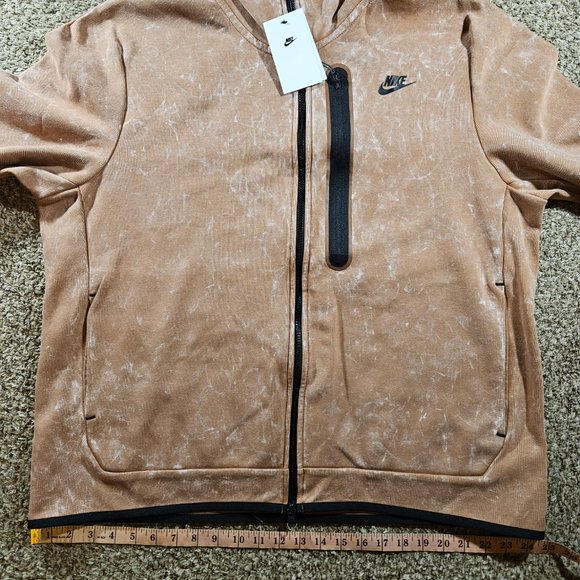 Nike Sportswear Tech Fleece Wash Full Zip Hoodie Men's Size XL DM6515-215 Brown - Picture 7 of 12